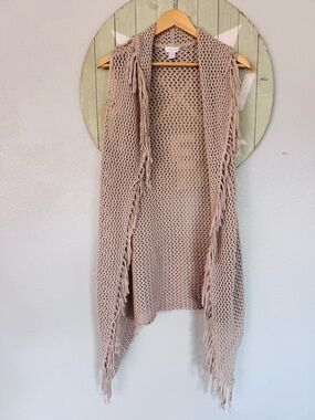Chicos size 3 (xl) 100% cotton fringe vest